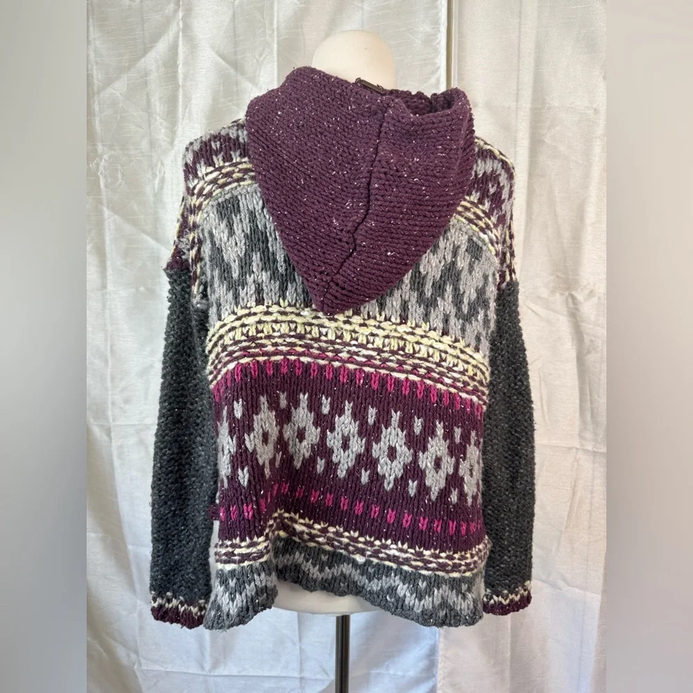 Free People fair Isle Aztec grey and purple sweater - Picture 7 of 10